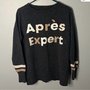 Lou & Grey Women's Charcoal Sweater with White and Brown Accents